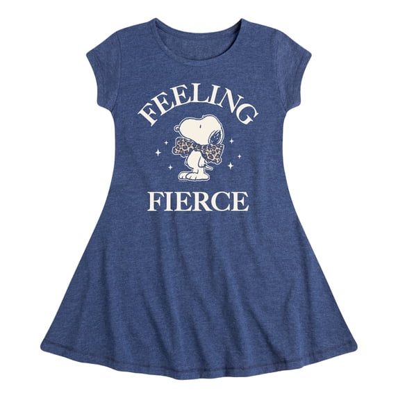 Peanuts - Feeling Fierce Snoopy Girls' Fit & Flair Cap Sleeve Graphic Dress