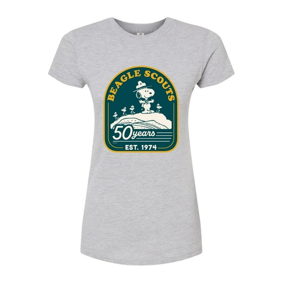 Peanuts - Fifty Years Mountain Top - Juniors Fitted Graphic T-Shirt