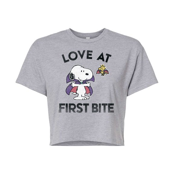 Peanuts - First Bite Art - Juniors Cropped Cotton Blend T-Shirt