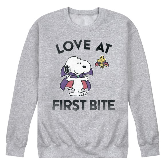 Peanuts - First Bite Art - Men's Crew Neck Fleece Pullover