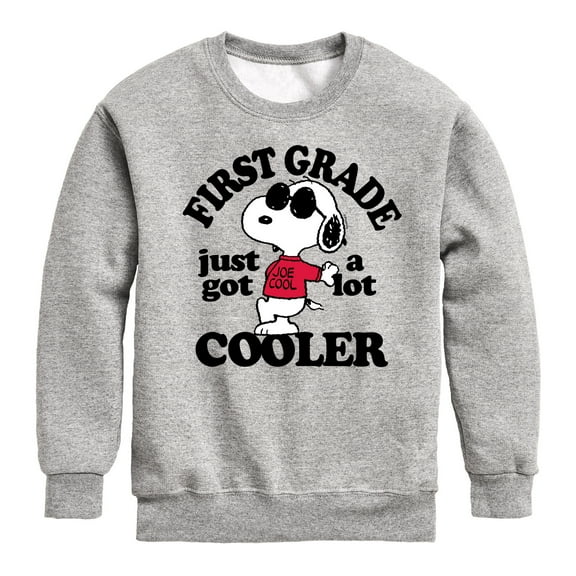 Peanuts - First Grade Just Got Cooler - Toddler And Youth Crewneck Fleece Sweatshirt