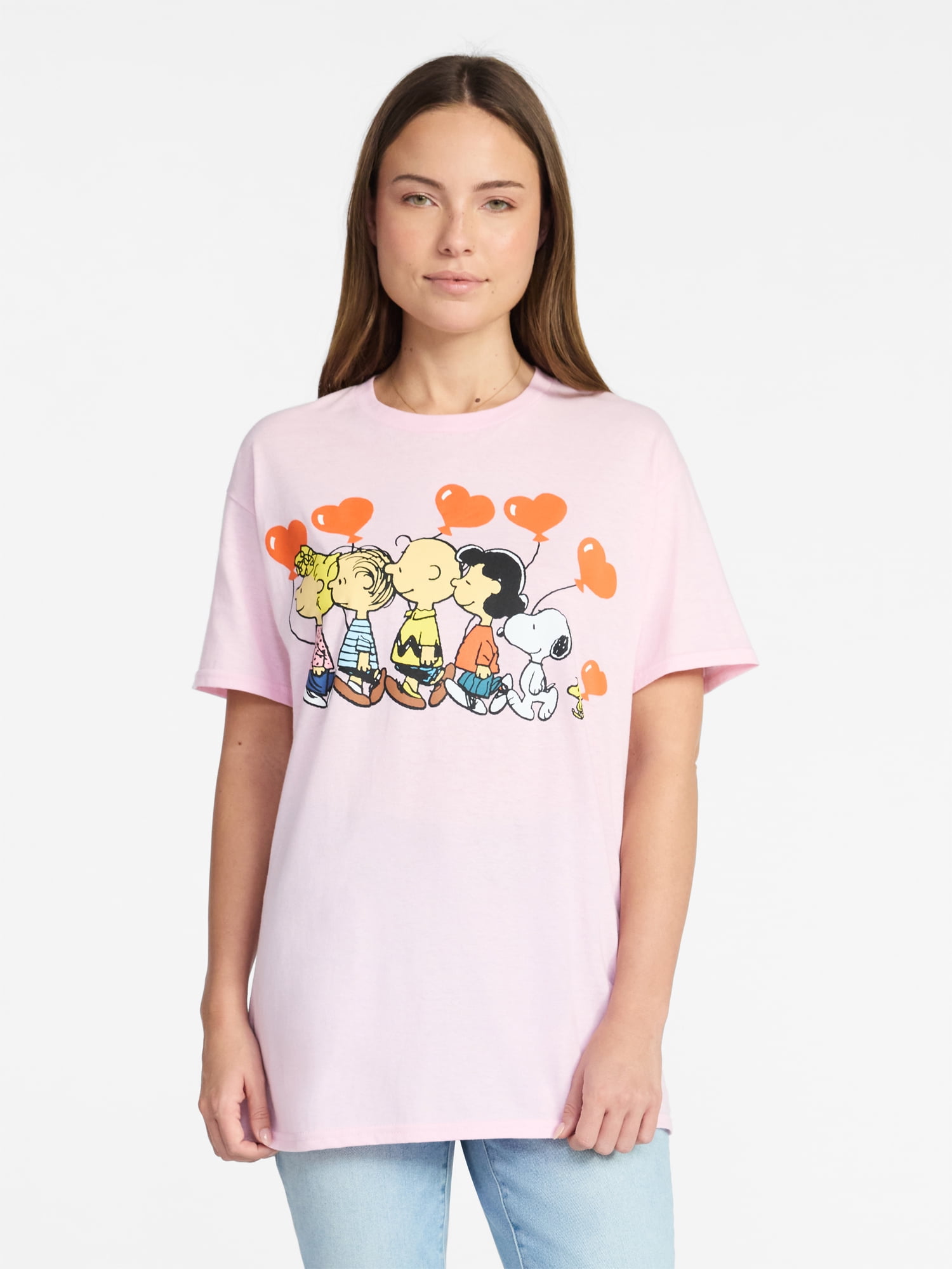 Peanuts Valentine's Day Men's and Big Men's Floating Hearts Graphic Tee, Sizes S-3XL