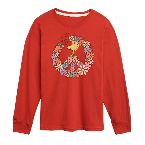 Peanuts - Floral Peace Sign - Woodstock - Toddler & Youth Long Sleeve Graphic T-Shirt
