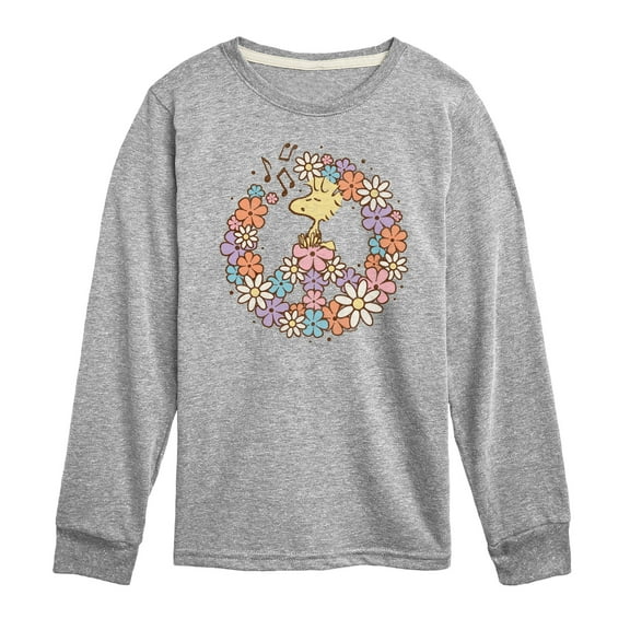 Peanuts - Floral Peace Sign - Woodstock - Toddler & Youth Long Sleeve Graphic T-Shirt