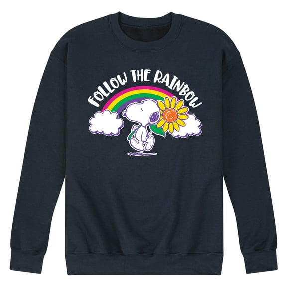 Peanuts - Follow The Rainbow - Men's Crew Neck Fleece Pullover