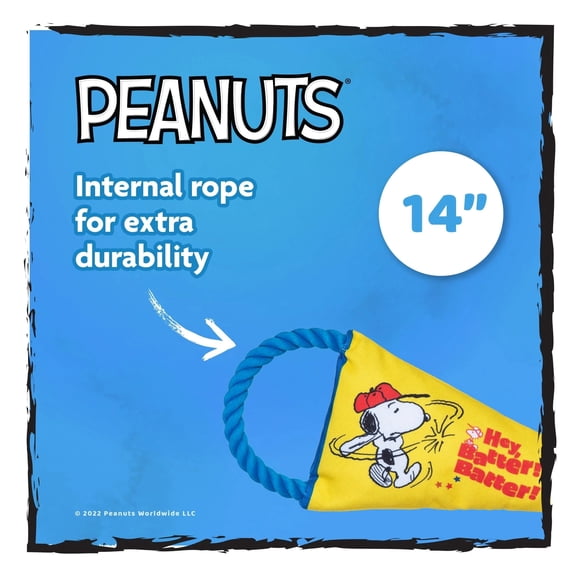 Peanuts For Pets Durable Dog Toy - Athlete Snoopy Flattie Fan Banner Baseball