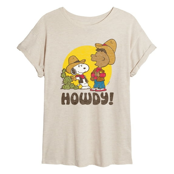 Peanuts - Franklin And Snoopy Howdy - Women's Oversized T-Shirt