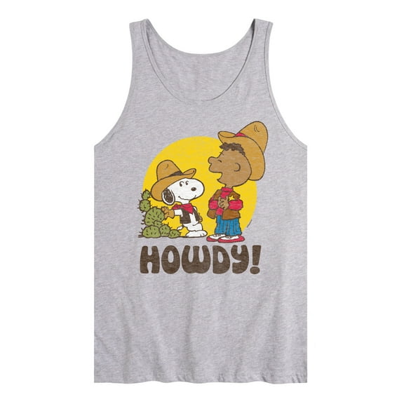 Peanuts - Franklin And Snoopy Howdy - Men's Jersey Tank Top