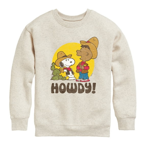 Peanuts - Franklin And Snoopy Howdy - Toddler & Youth Crewneck Fleece Sweatshirt