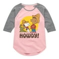 thumbnail image 1 of Peanuts - Franklin And Snoopy Howdy - Toddler & Youth Girls Raglan Graphic T-Shirt, 1 of 6