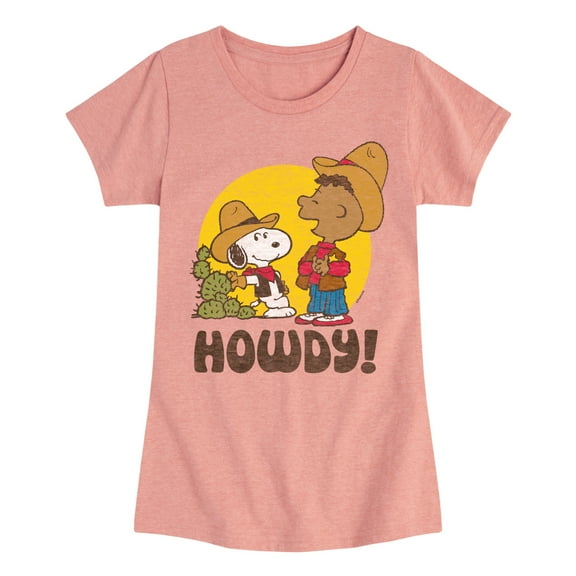 Peanuts - Franklin And Snoopy Howdy - Toddler & Youth Girls Short Sleeve Graphic T-Shirt