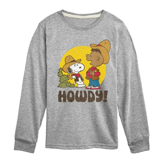 Peanuts - Franklin And Snoopy Howdy - Toddler & Youth Long Sleeve Graphic T-Shirt