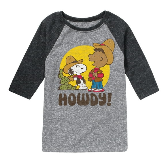 Peanuts - Franklin And Snoopy Howdy - Toddler & Youth Raglan Graphic T-Shirt