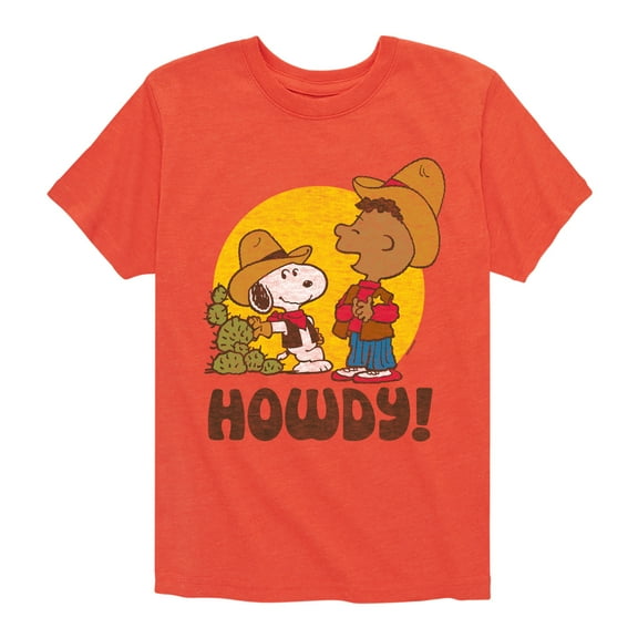 Peanuts - Franklin And Snoopy Howdy - Toddler & Youth Short Sleeve Graphic T-Shirt