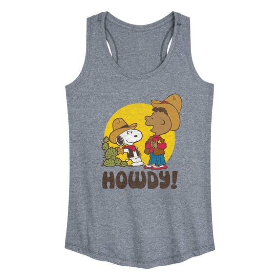 Peanuts - Franklin And Snoopy Howdy - Women's Racerback Tank Top