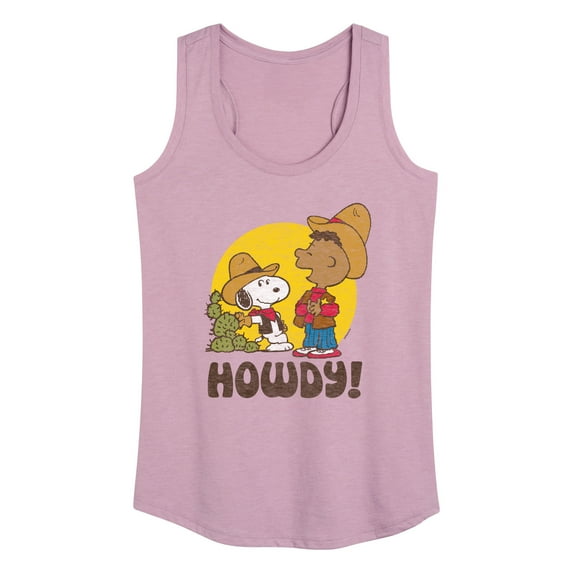 Peanuts - Franklin And Snoopy Howdy - Women's Racerback Tank Top