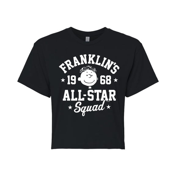 Peanuts - Franklins All Star Squad - Juniors Cropped Cotton Blend T-Shirt
