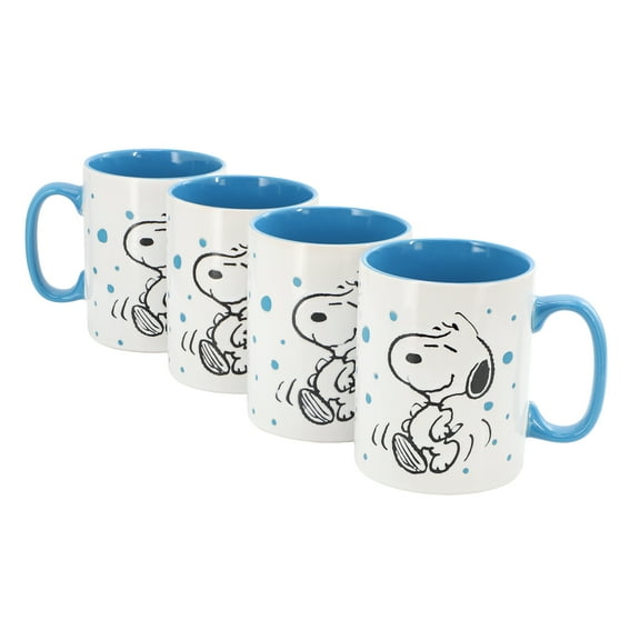 Peanuts Freckled Joy Snoopy 17 Ounce Stoneware Mug Set in Blue