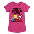 thumbnail image 1 of Peanuts - Freedom Sounds So Sweet - Toddler & Youth Girls Short Sleeve Graphic T-Shirt, 1 of 5