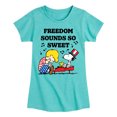 thumbnail image 1 of Peanuts - Freedom Sounds So Sweet - Toddler & Youth Girls Short Sleeve Graphic T-Shirt, 1 of 5