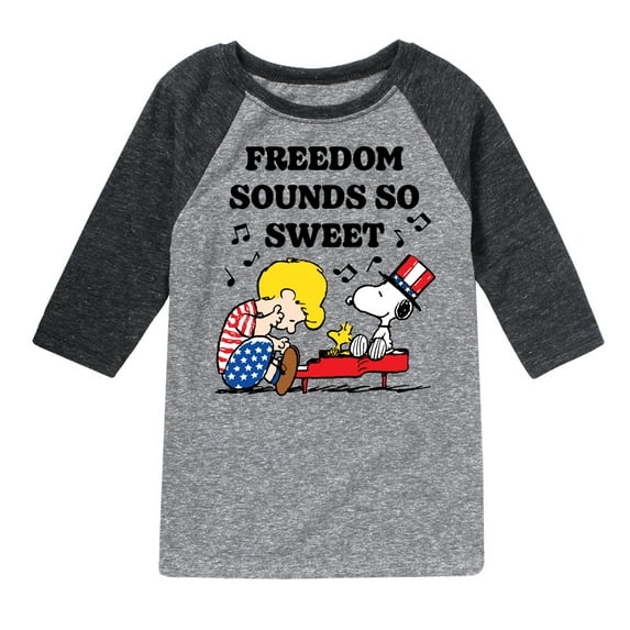 Peanuts - Freedom Sounds So Sweet - Toddler & Youth Raglan Graphic T-Shirt