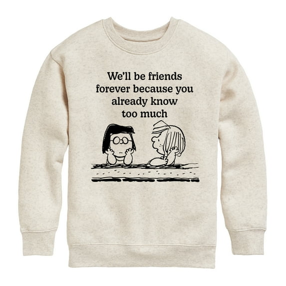Peanuts - Friends Forever Marcie And Patty - Toddler & Youth Crewneck Fleece Sweatshirt