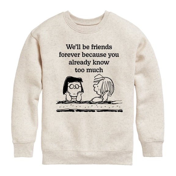 Peanuts - Friends Forever Marcie And Patty - Toddler & Youth Crewneck Fleece Sweatshirt