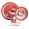 thumbnail image 1 of Peanuts Snoopy Fun Times 5-Piece Bamboo Melamine Dinnerware Set For Kids - Red, 1 of 2