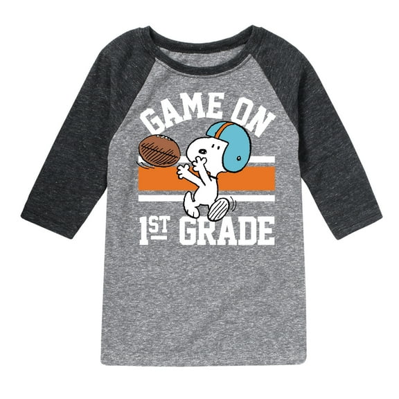 Peanuts - Game On 1st Grade - Toddler And Youth Raglan Graphic T-Shirt