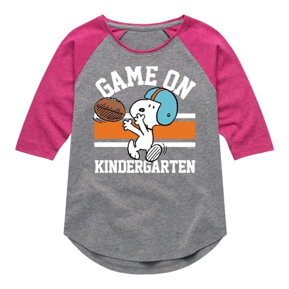 Peanuts - Game On Kindergarten - Toddler And Youth Girls Raglan Graphic T-Shirt