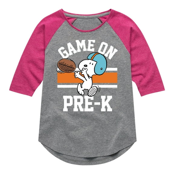 Peanuts - Game On Pre-K - Toddler And Youth Girls Raglan Graphic T-Shirt