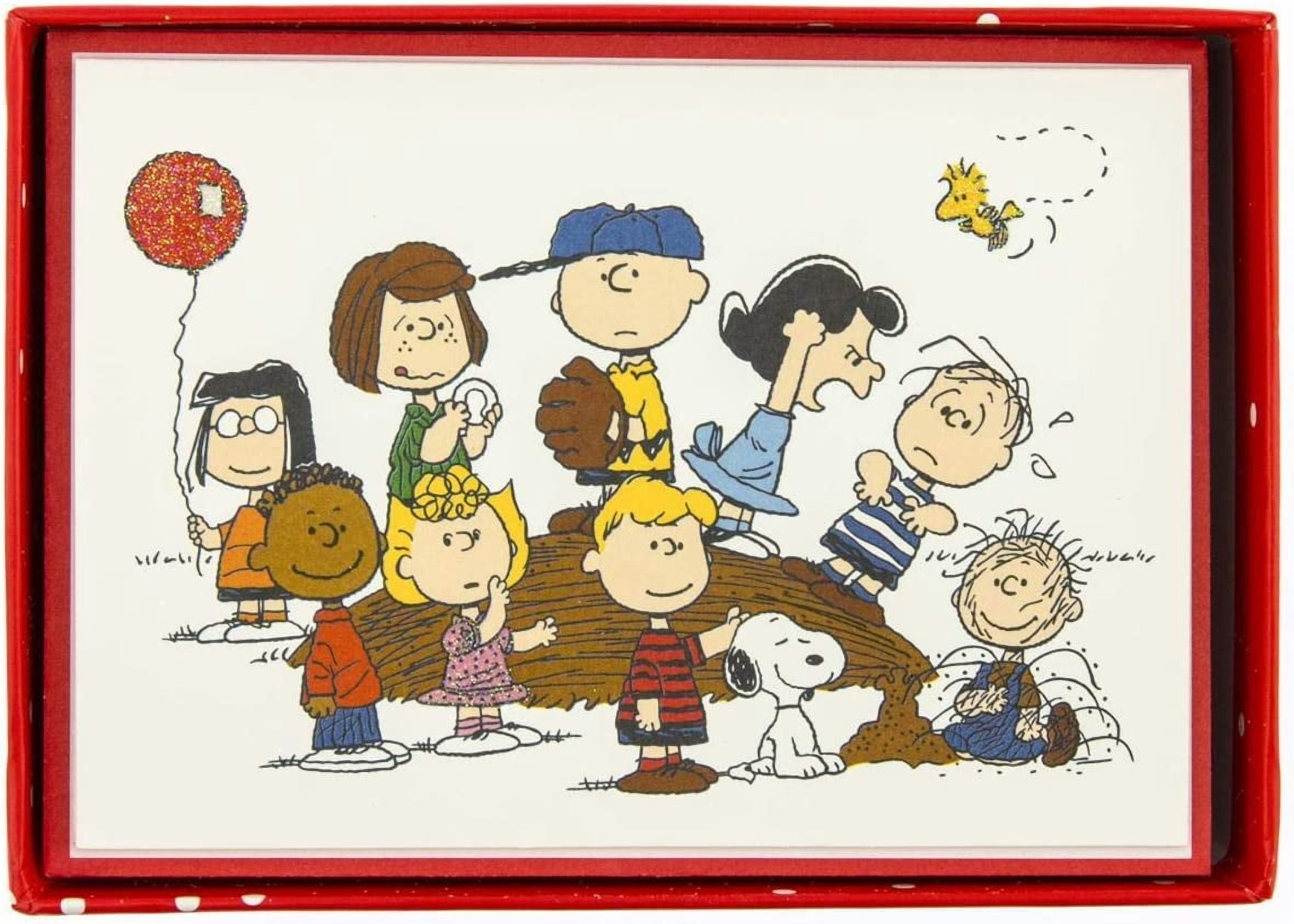 Peanuts Gang Boxed Notecards, 16 Friends CardsEmbellished With Glitter ...