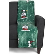 Peanuts Gang Christmas Velvet Soft Plush Throw Blanket (Green, )