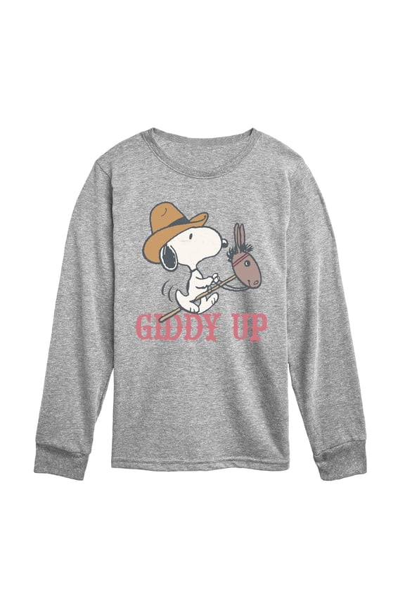 - Giddy Up - Youth Boys Long Sleeve Graphic T-Shirt