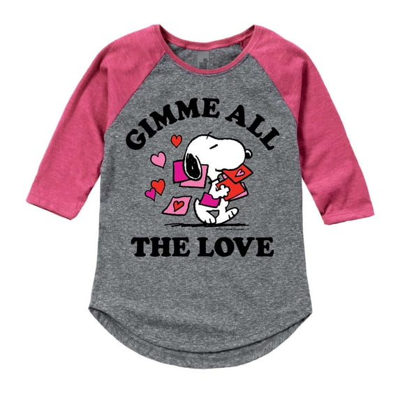 Peanuts - Gimme All The Love - Girls Toddler And Youth Raglan