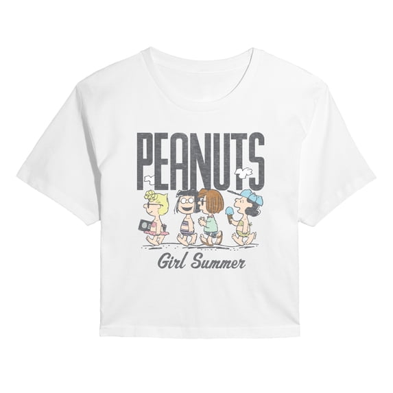Peanuts - Girl Summer - Juniors Cropped Graphic T-Shirt