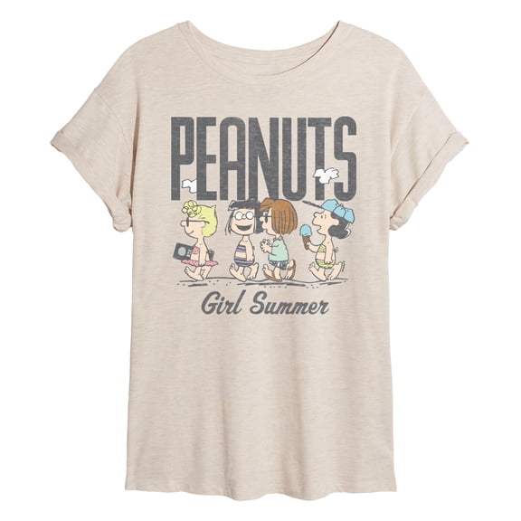 Peanuts - Girl Summer - Juniors Oversized Graphic T-Shirt