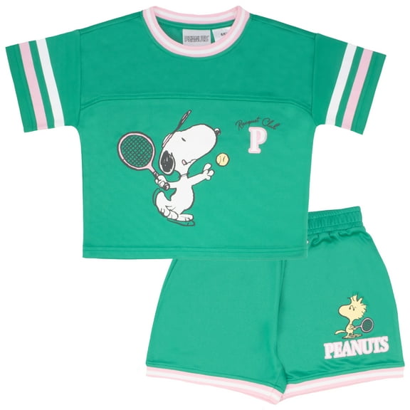 Peanuts Girl's Active Short Sleeve Jersey Set, Sizes 4-12