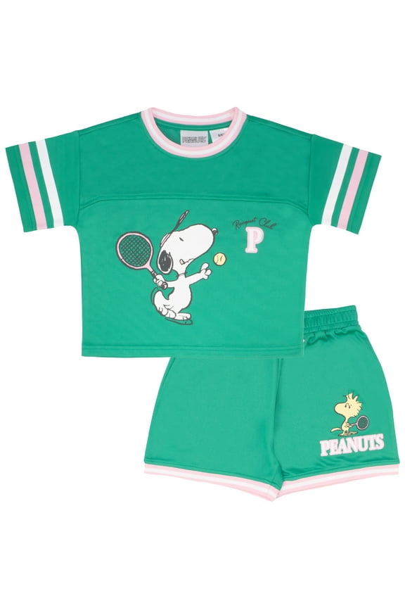 Peanuts Girl's Active Short Sleeve Jersey Set, Sizes 4-12