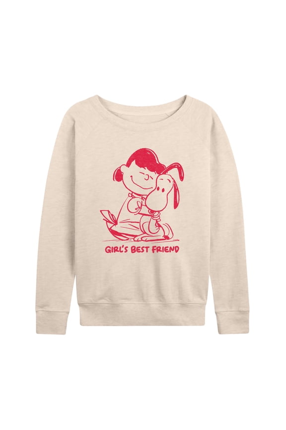 - Girl's Best Friend Lucy & Snoopy - Women's French Terry Long Sleeve Pullover