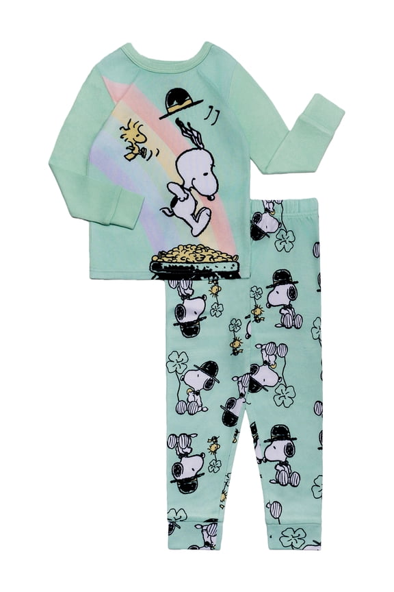 Girls 2- Piece St Patricks Day Long Sleeve and Pant Pajama Set, Sizes 4-10