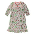 thumbnail image 1 of Peanuts Girls Gray & Pink Dot Snoopy Wreath Flannel Christmas Nightgown X-Small, 1 of 3