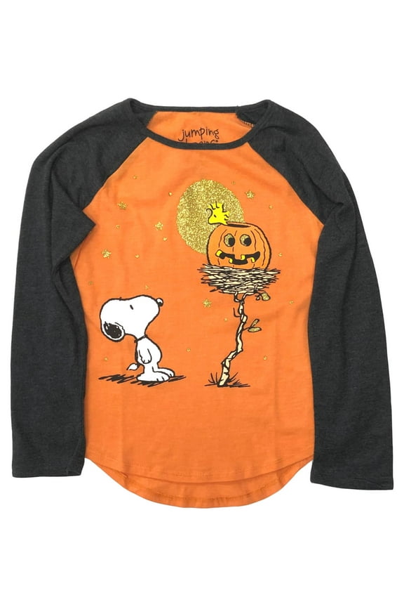 Girls Long Sleeve Snoopy & Woodstock Halloween T-Shirt Tee Shirt 8