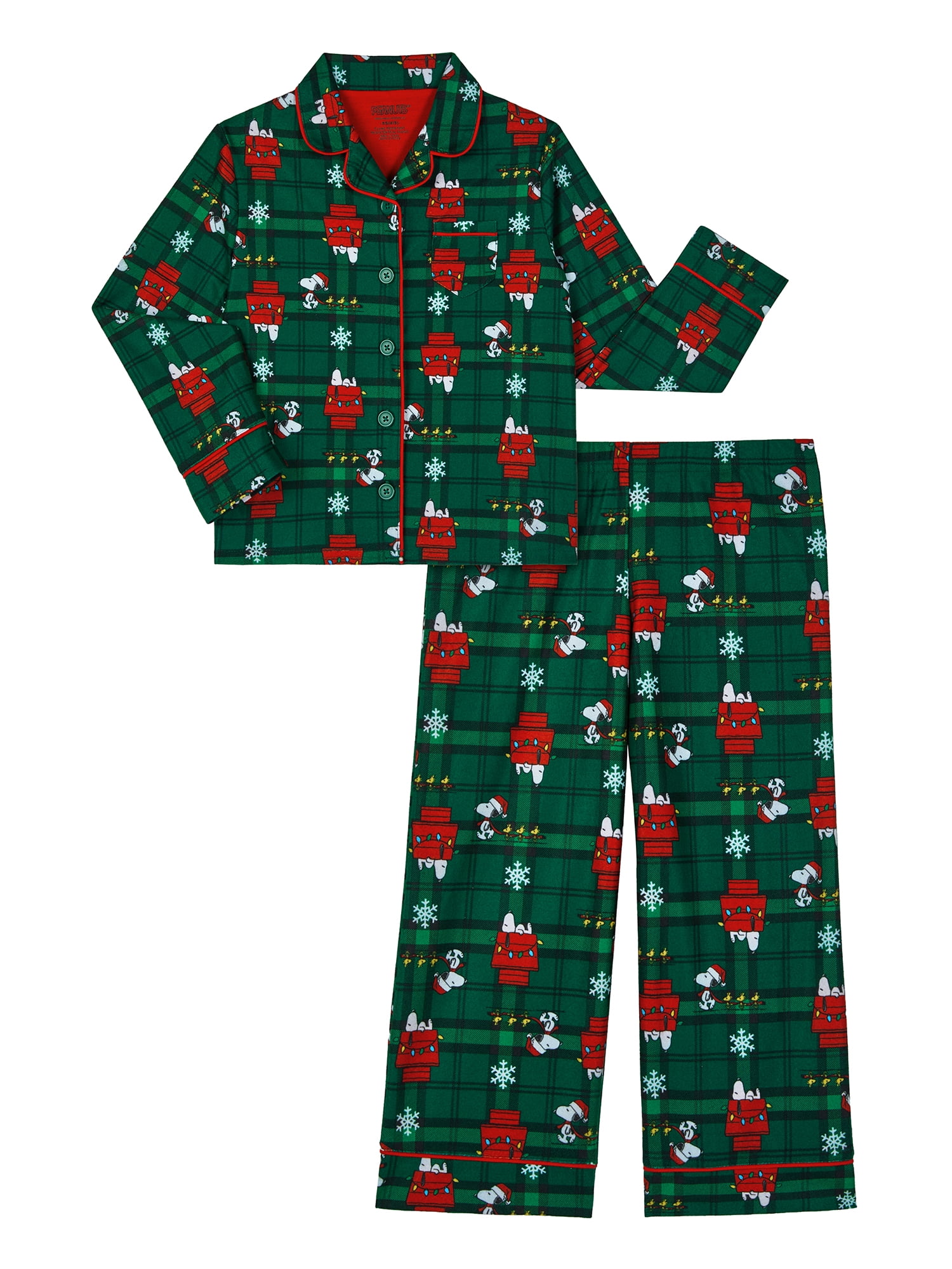 Peanuts Girls Notch Collar Top and Sleep Pants Pajama Set, 2-Piece, Sizes 4-16