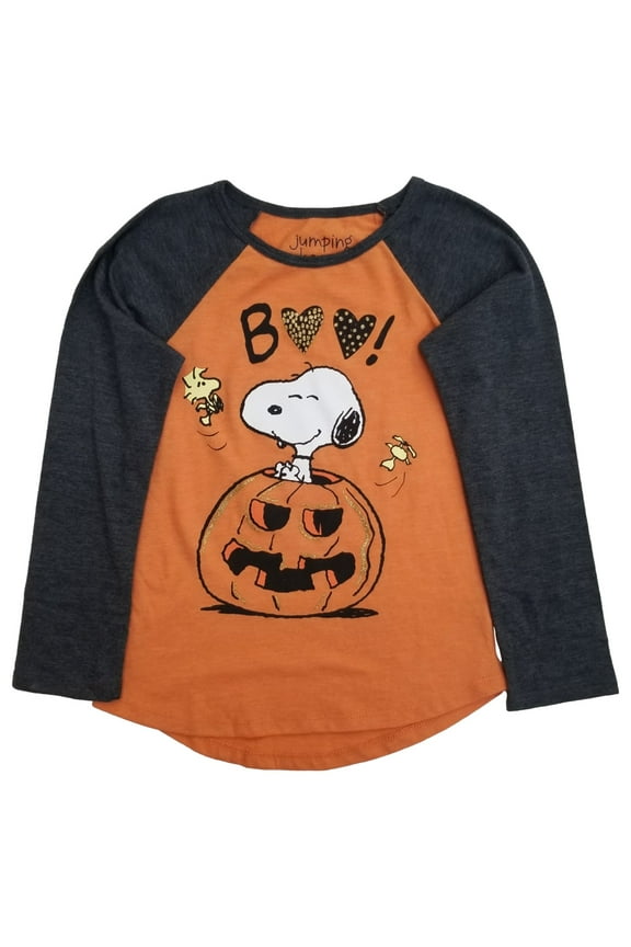 Peanuts Girls Orange Black Snoopy Boo Pumpkin Halloween T-Shirt Tee Shirt 4