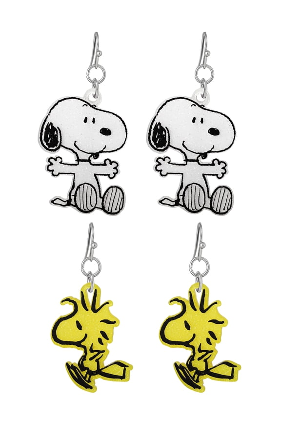 Girls/Tween Snoopy and Woodstock Acrylic Dangle Earring Set, 2 Pairs