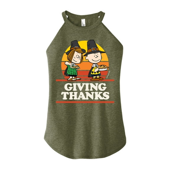 Peanuts - Giving Thanks - Juniors High Neck Tank Top