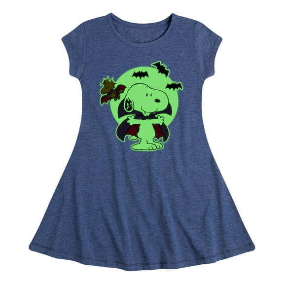 Peanuts - Glow In The Dark Vampire Snoopy - Toddler And Youth Girls Fit And Flare Dress