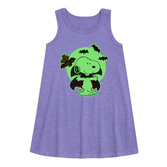 Peanuts - Glow In The Dark Vampire Snoopy - Toddler and Youth Girls A-line Dress