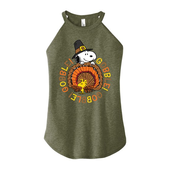Peanuts - Gobble Gobble - Juniors High Neck Tank Top